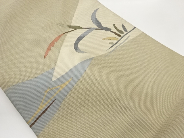 葉模様織出し名古屋帯